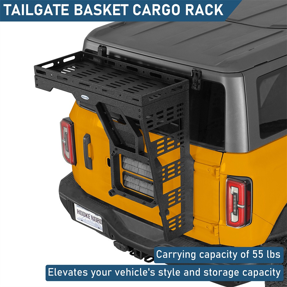 Hooke Road Tailgate Basket Cargo Rack w/ Reinforced Hinge for 21-26 Ford Bronco
