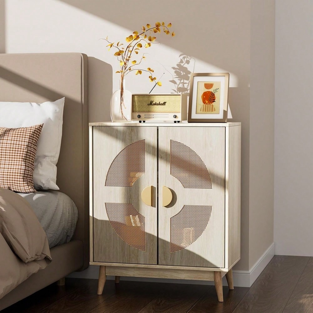 Modern Rattan Buffet Sideboard Storage Console Cabinet