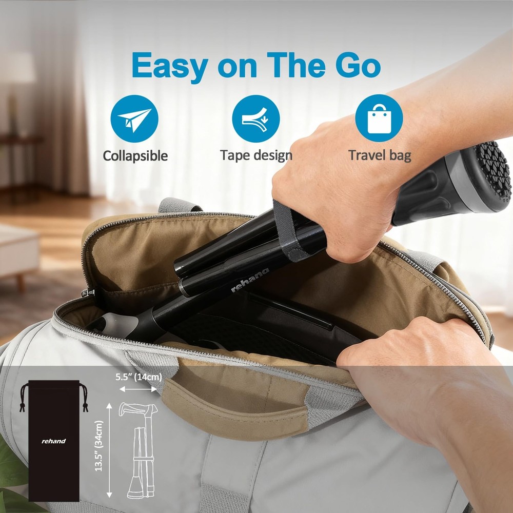 REHAND Walking Cane - Foldable, Adjustable, Collapsible Walking Canes for Men &