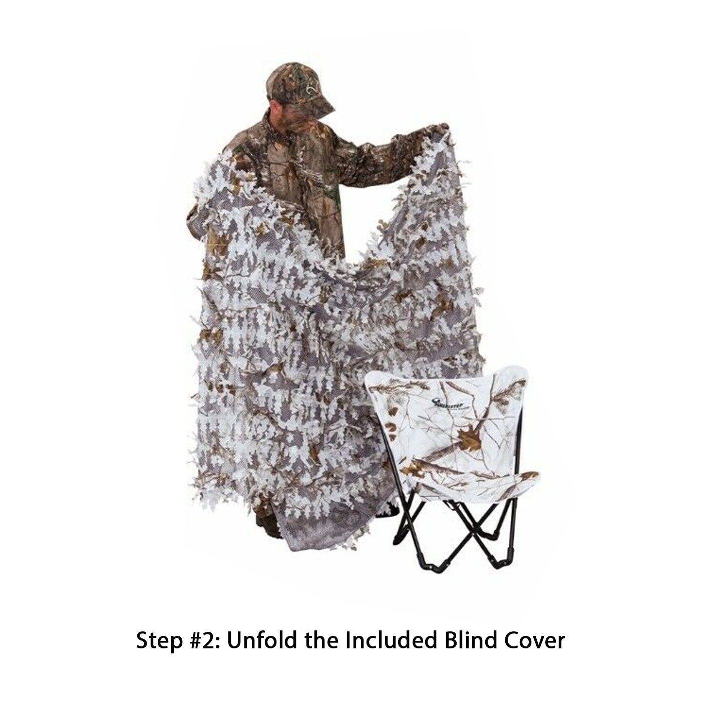 Snow Hunter Realtree APS 3-D Chair + Cover Ground Blind System Hunting Deer Duck