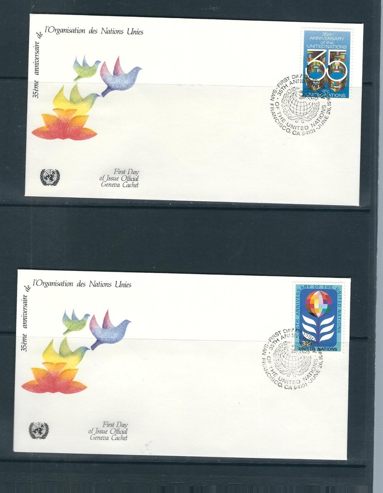 United Nations SC # 322-323 un 35th Anniversary  FDC. UNPA