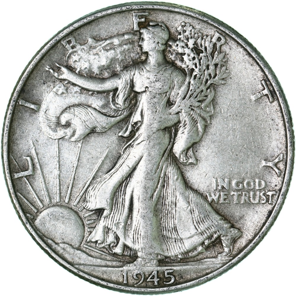 1945 (P) Walking Liberty Half Dollar 90% Silver Very Fine VF