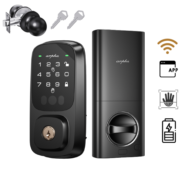 ARPHA Keyless Palm Recognition Smart Door Lock Digital Keypad Deadbolt+Knobs APP