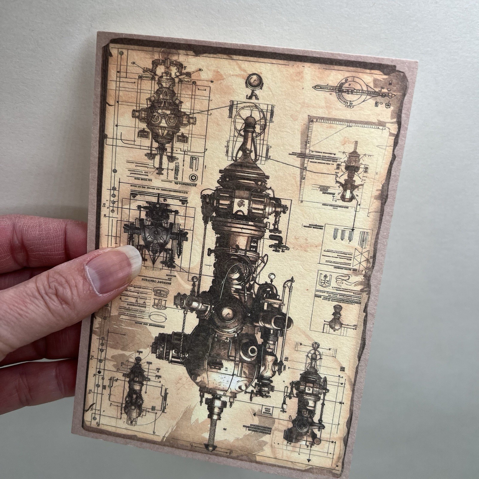 Mechanical Schematic Plans Paper Sheets Steampunk Junk Journal Collage