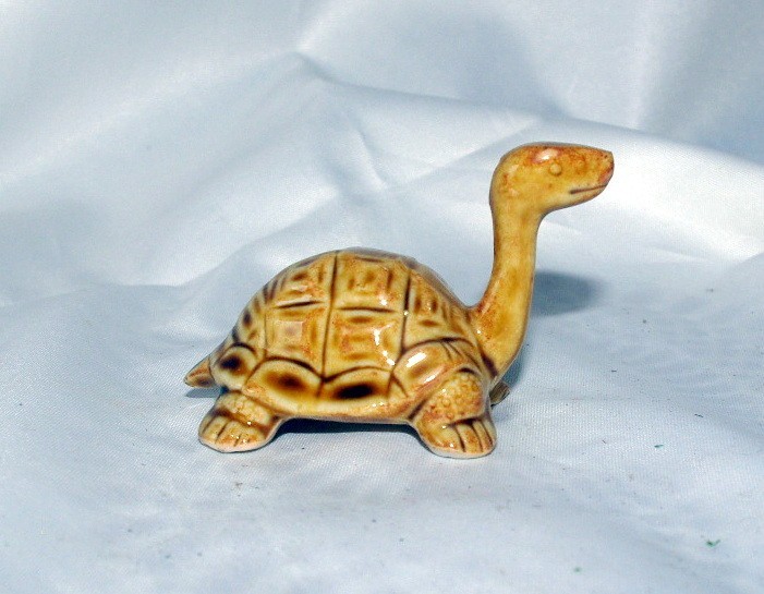 Vintage Ceramic LONG NECK TURTLE / TORTOISE  Glazed Figurine