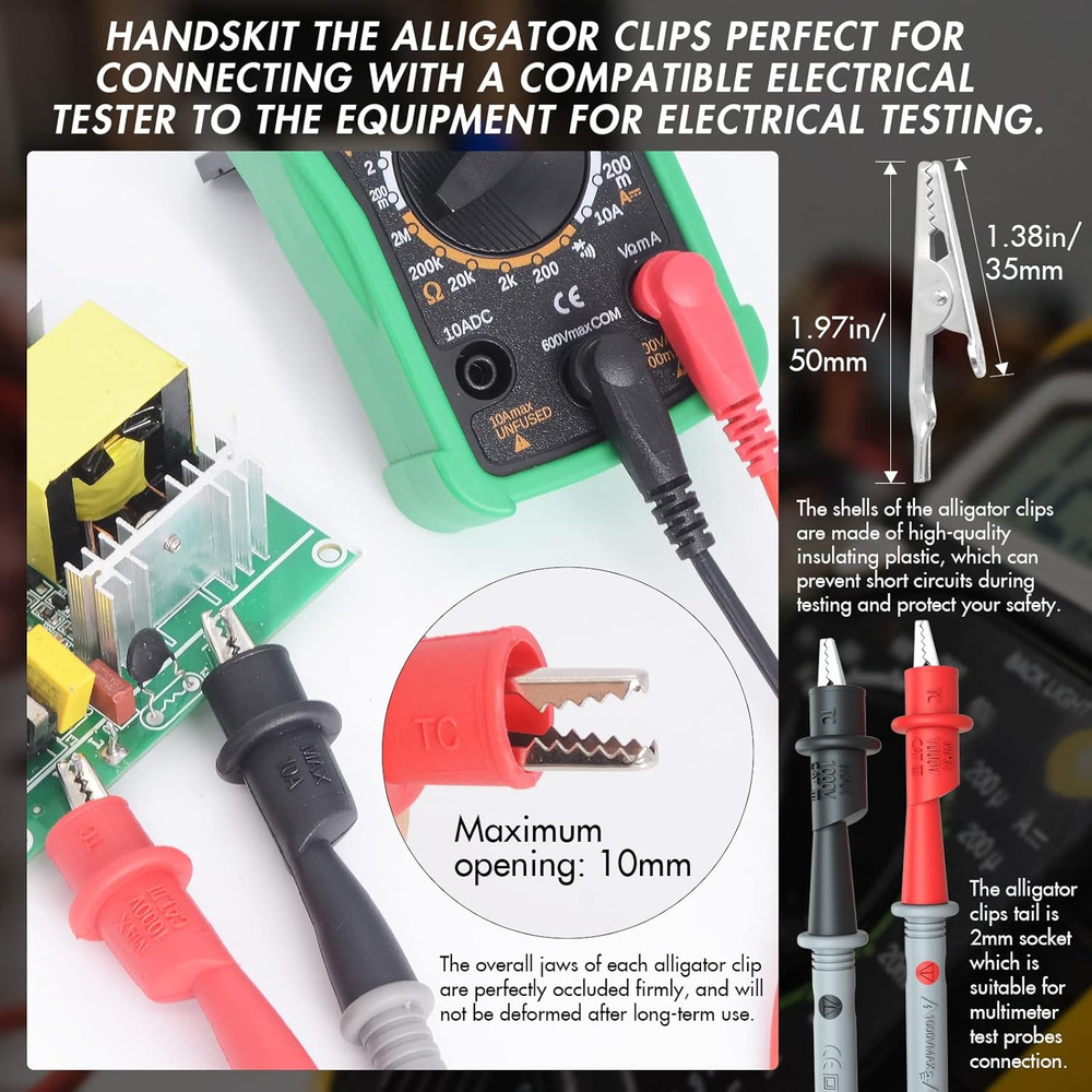 Electrical Multimeter Test Leads Set with Alligator Clips Test Hook Test Probes