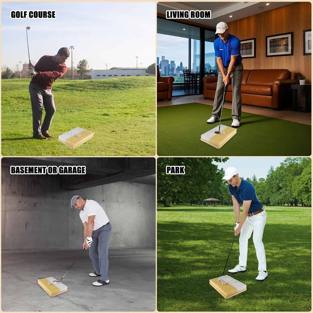 Golf Bunker Practice Mat – Dual Sand Trap Trainer with Shallow & Deep Pit Sim...