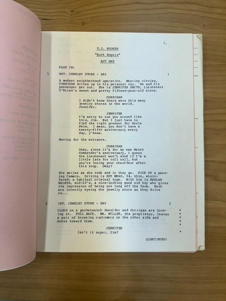 TJ HOOKER - WIlliam Shatner - Tv Show Script Final Draft - "Buck Rogers"
