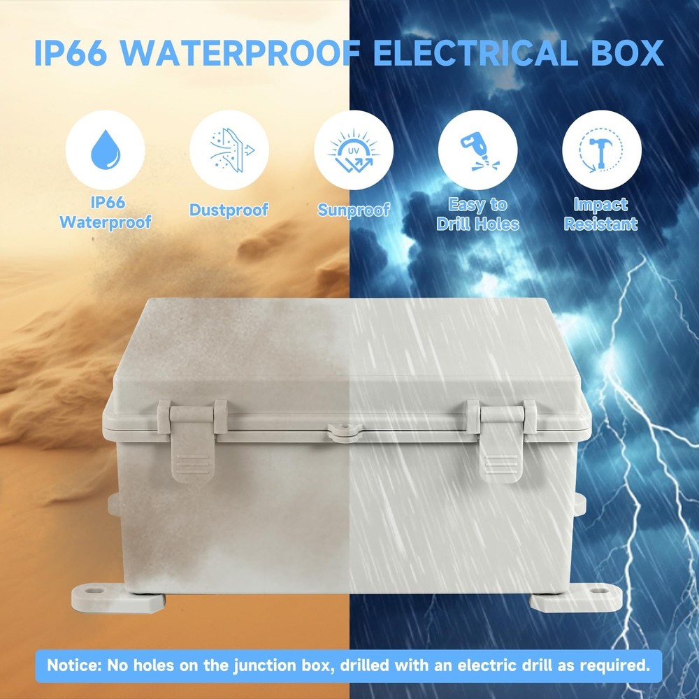 Waterproof Electrical Junction Box Outdoor, IP65 Thicken ABS Plastic Project ...