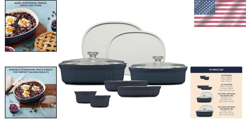 Ceramic Bakeware Set with Lids Chip and Crack Resistant Stoneware Baking Dish, M
