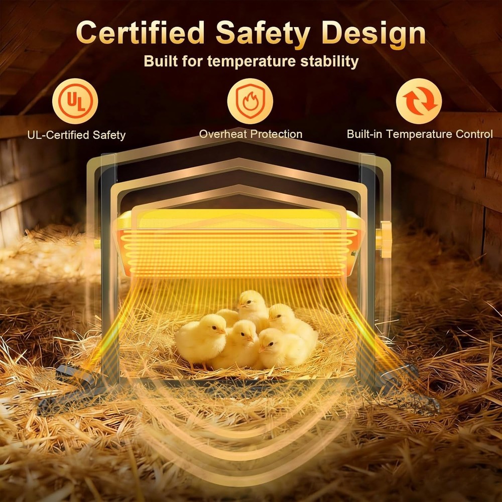 Chick Brooder Heater Plate Adjustable Height Thermostat Chicken Coop Heat Panel