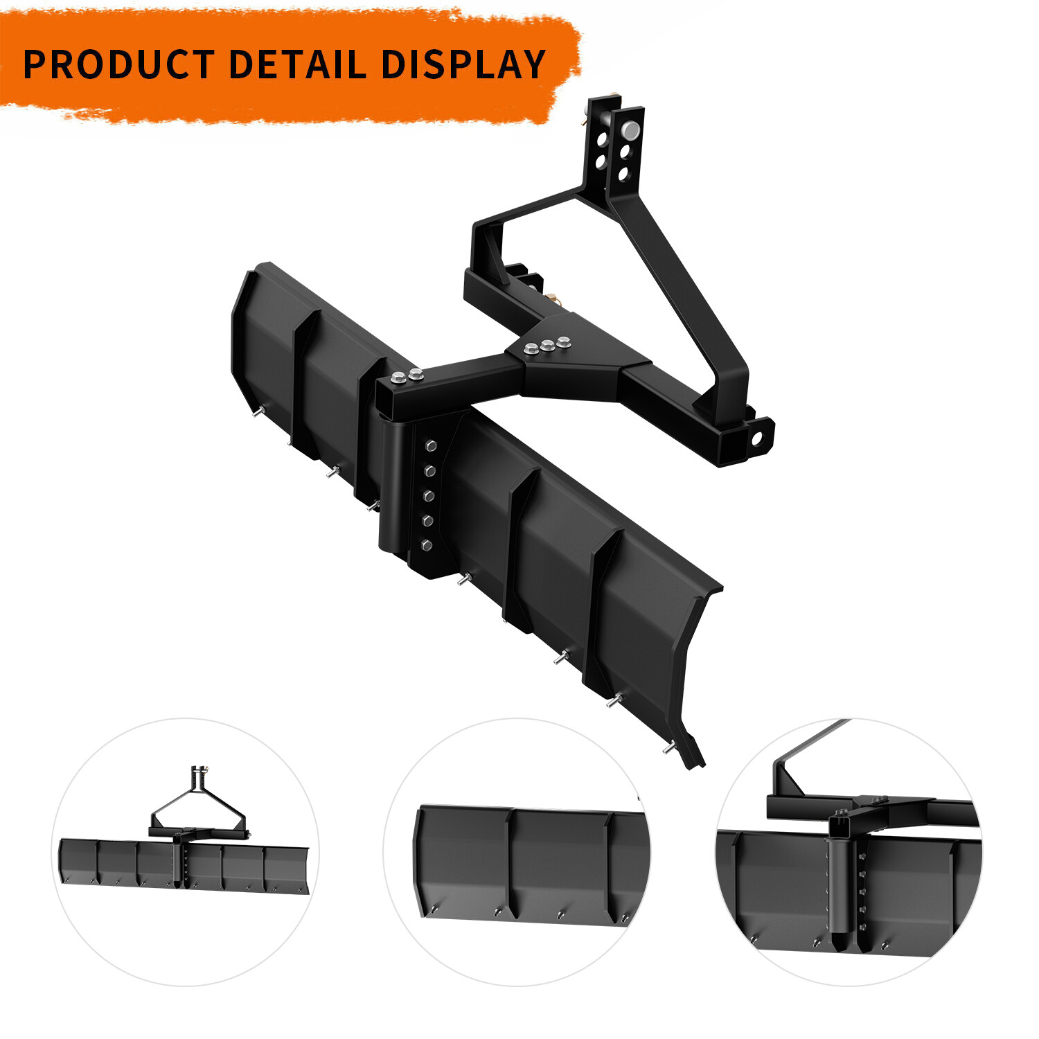 Heavy 52" CAT-0 &Cat 1 Rear Grading Blade for Driveway Leveling Soil Preparation
