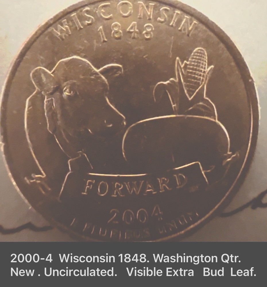 2004 1848Wiscinsin Washington Qtr.  Extra  Leaf Buc.Uncirculated.Error,.  “DD