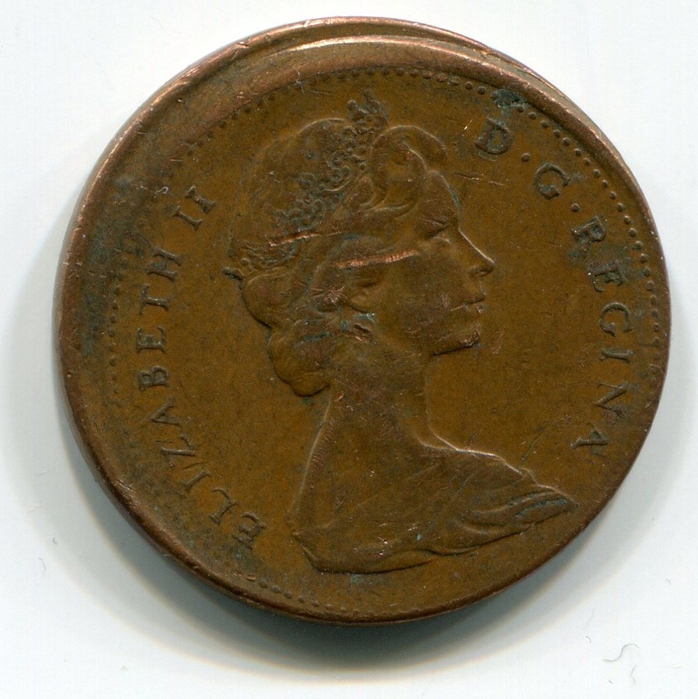 1968 Canada 1c Cent - Struck Off Center