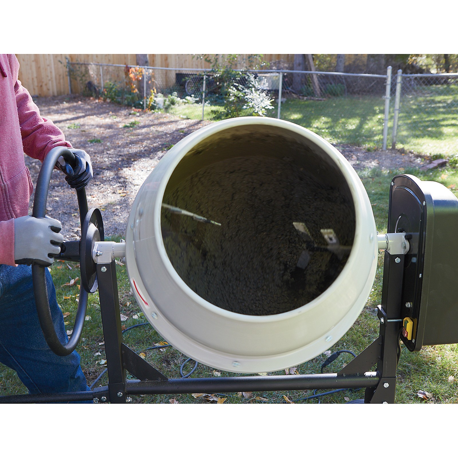 Klutch Electric Cement Mixer, 4.25 Cu. Ft. Drum, 2/3 HP, 120V Electric Motor