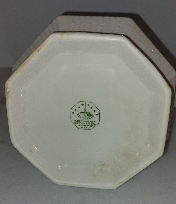 Vintage Octagonal Independence Ironstone Interpace White Pitcher Japan