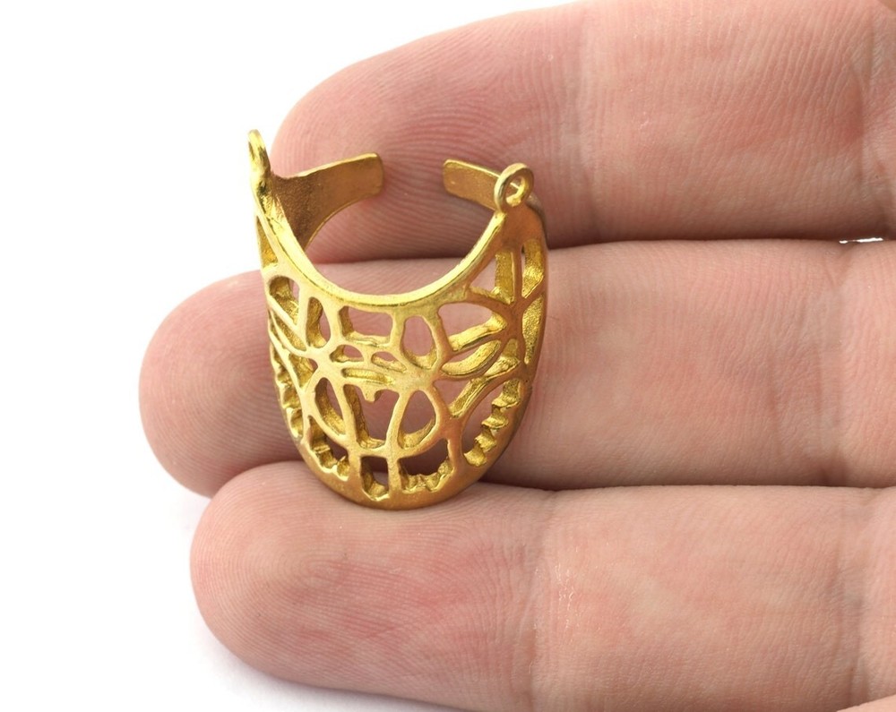 Web Ring with loops Raw brass (18.5mm 8US inner size) 5145