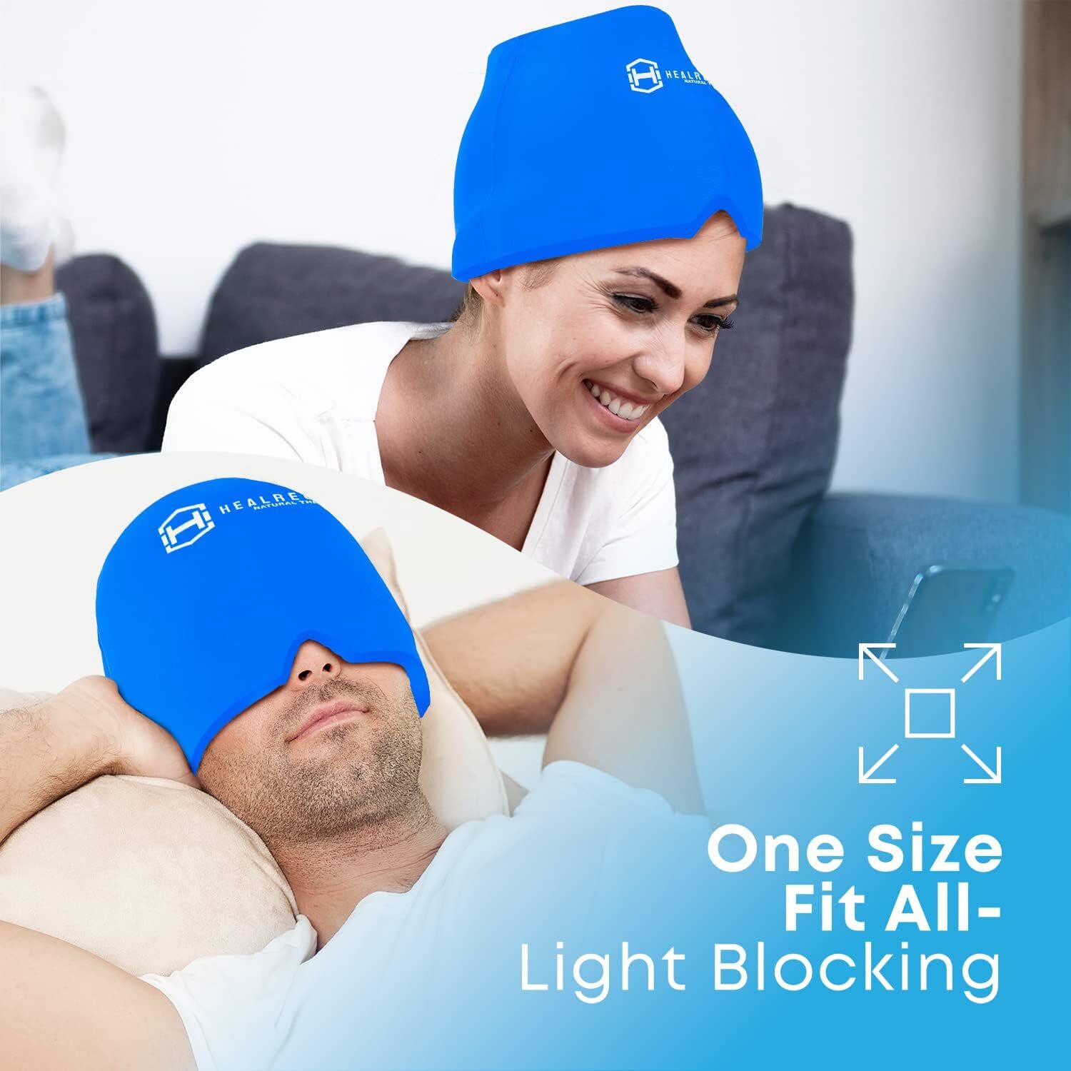 Migraine Relief Cap, Upgraded Odorless Gel Migraine Ice Head Wrap Cold & Hot The