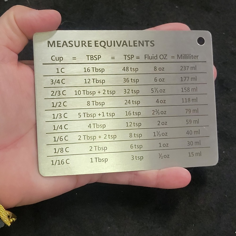 NEW Measure Cooking Measuring Equivalent Chart Quick Reference Metal Magnet
