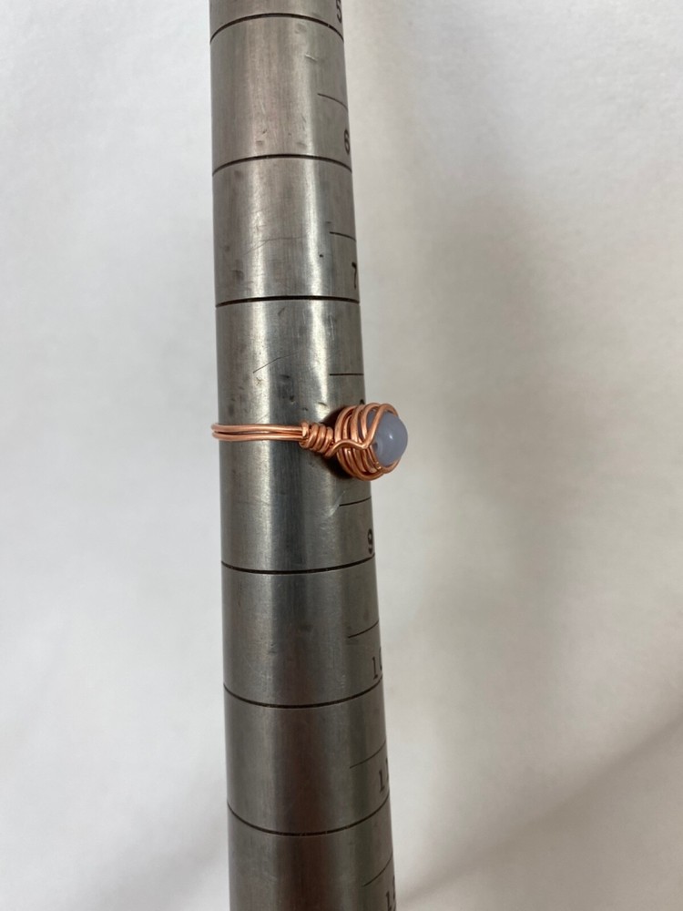 Handmade ~ Copper Wire Wrap ~ Glass Bead Ring Size 8 #218