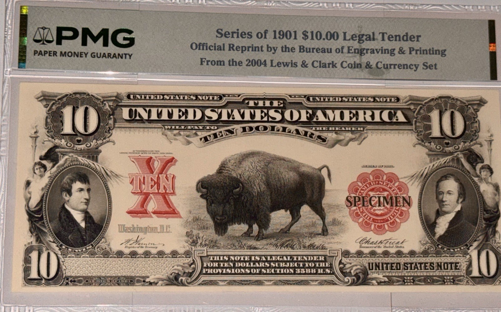 $10 1901 BEP BISON Intaglio Banknote PMG Graded Specimen Note Collect Rare
