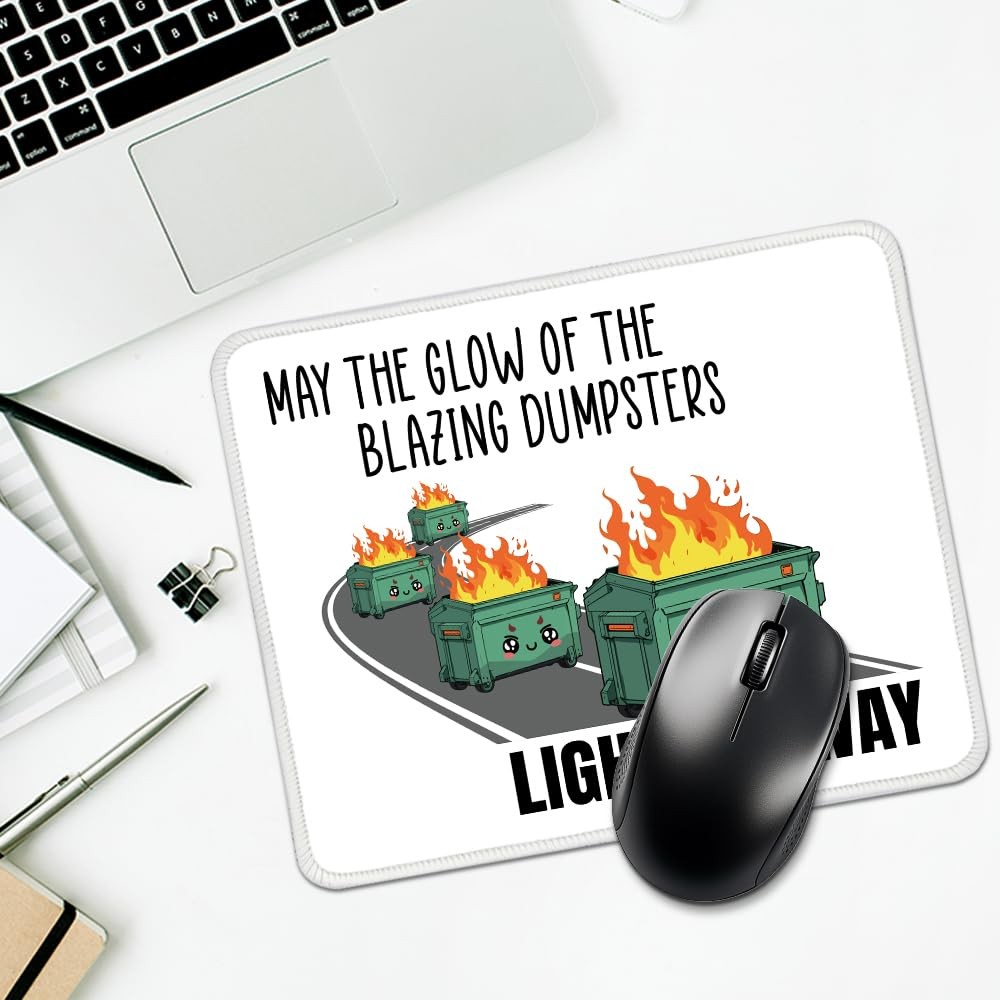 Funny Dumpster Fire Rectangular Mouse Pad, Funny Office Gift for Coworkers