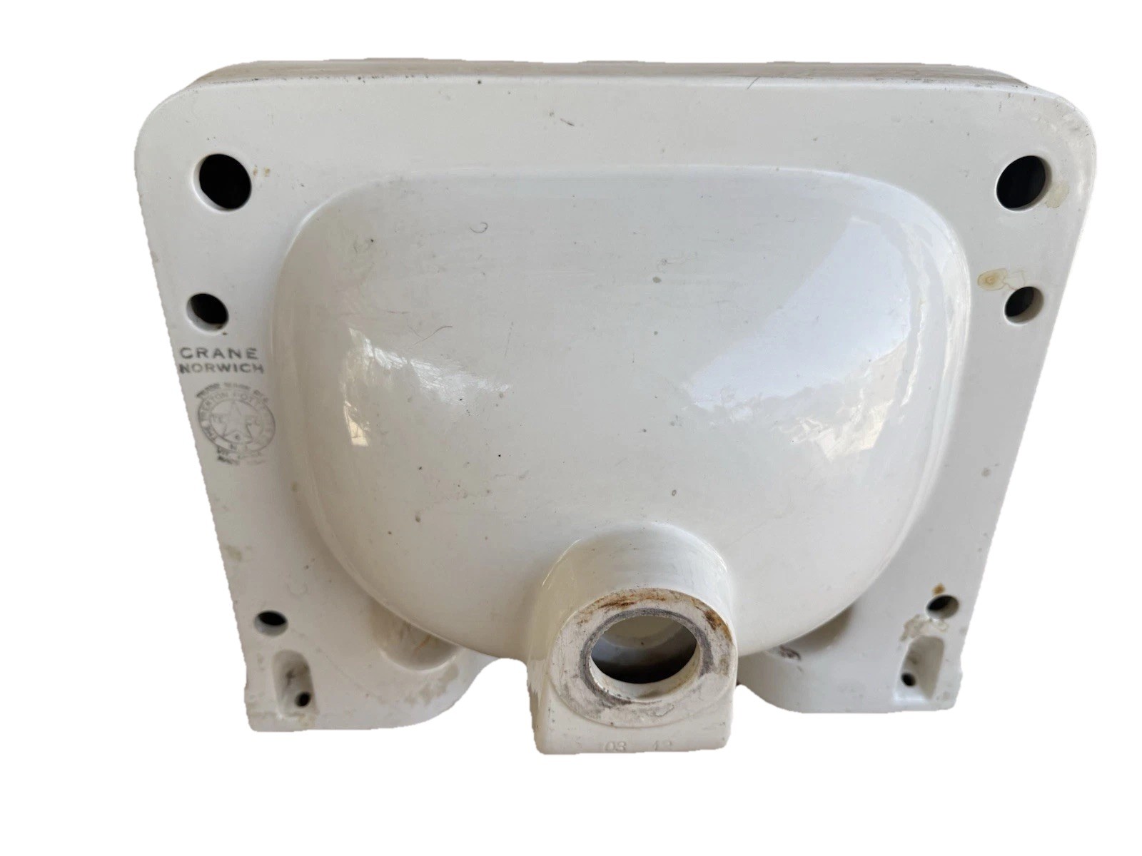 1942 Antique White Ceramic Crane Norwich Bathroom Sink Pre Owned