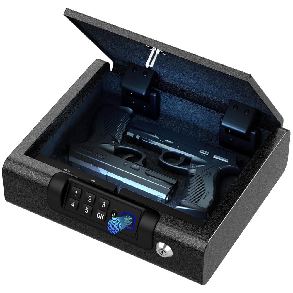 Secure Fingerprint Handgun Safe with Key