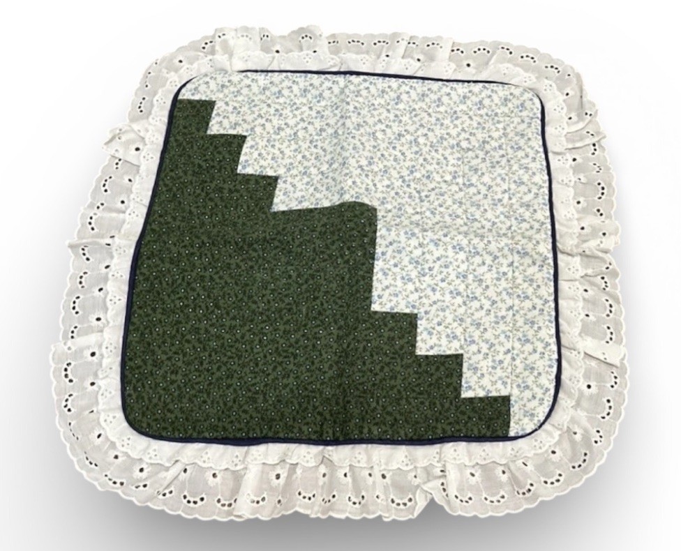 Handmade Quilt Pillow Cover Cottage FloralRuffle Edge Patchwork