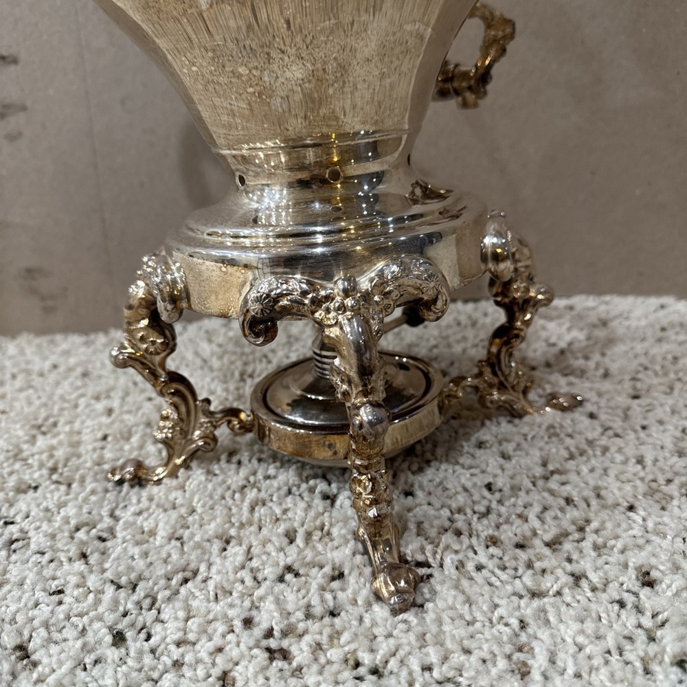 Silverplated (Silver On Copper) Teapot / Coffee Urn w/ Burner