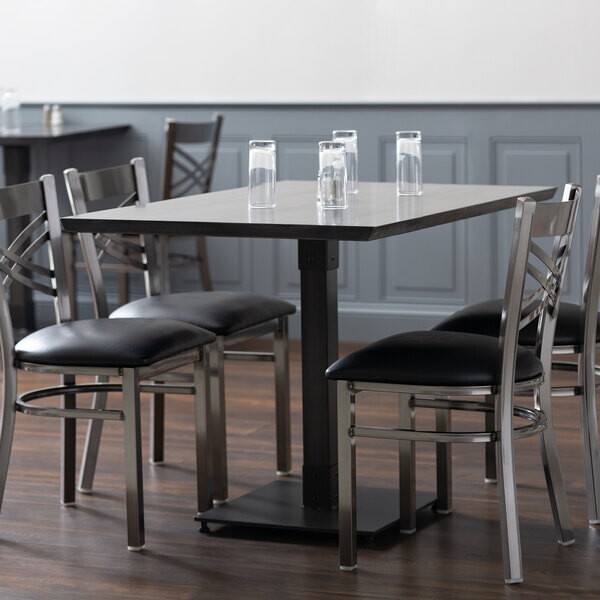30" x 48" Rectangular Solid Wood Live Edge Restaurant Table Top in Gray Wood