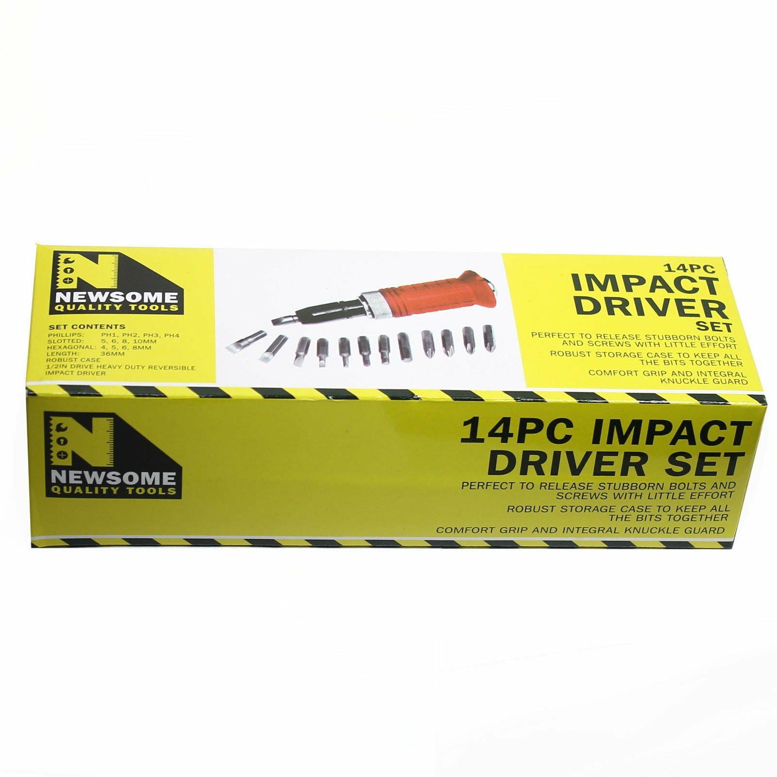 14 Pcs Heavy Duty Impact Driver Bits Screwdriver Set Tool Socket Kit with Case