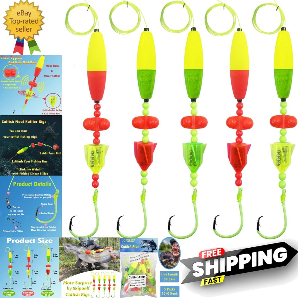 Catfish Float Rigs Complete Kit - Attract more Fish with Leading Circle Hooks