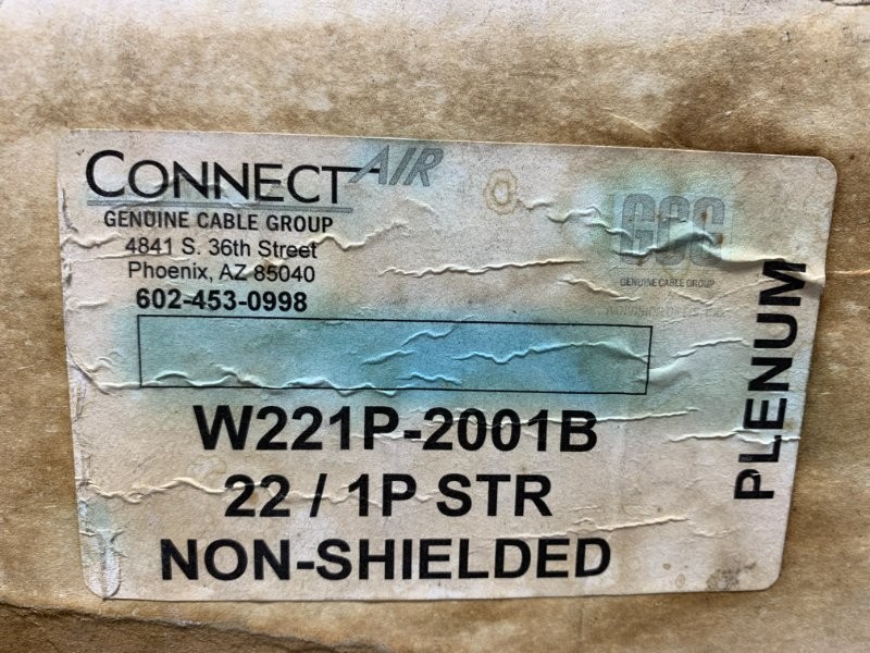 Connect Air W221P-2001B Cable 22AWG 1PR Non-Shielded Plenum