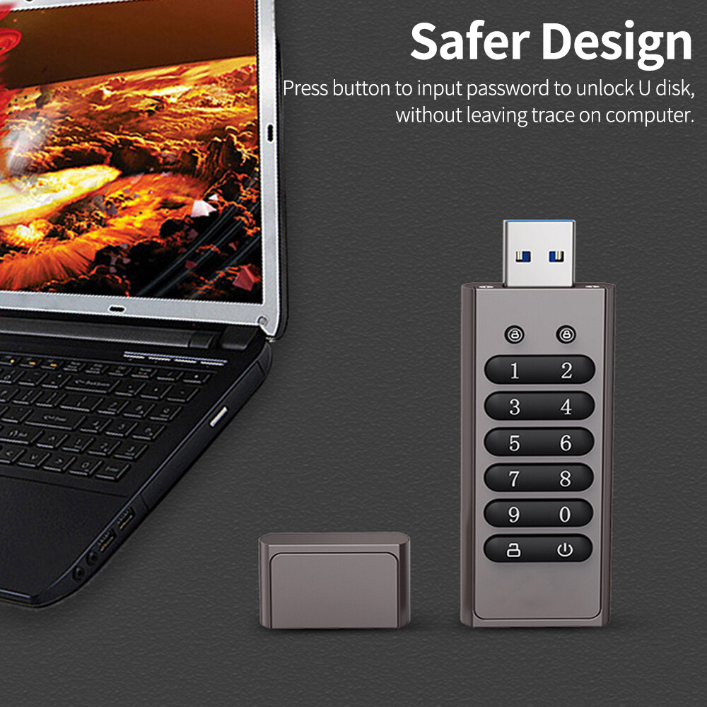 Encrypted USB Drive Secure USB Flash Drive 32GB 256-Bit USB 3.0 Auto Lock W2O5
