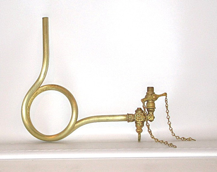 Antique Solid Brass Gas Light Sconce Arm with Valve