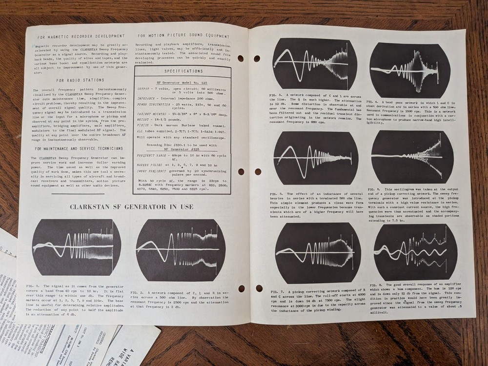 Clarkstan Corp. RV Variable Reluctance Pickup Cartridge & Sweep Generator Sheets