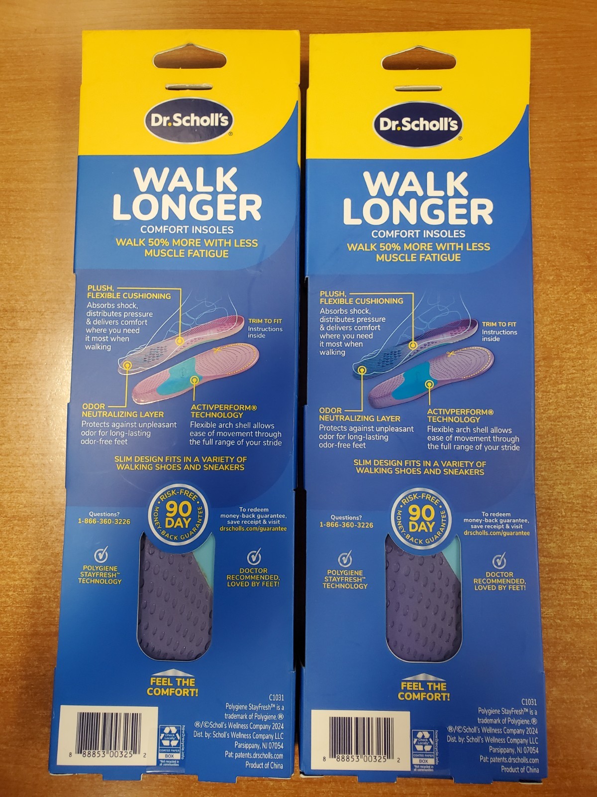2 Pairs: Dr. Scholl's Walk Longer Comfort Insoles Women's Size 6-11 (3252) R7P8a