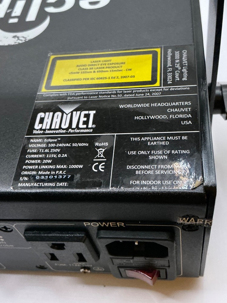 Chauvet Eclipse Laser/LED Lighting Effect Green Laser Works Red Laser Doesn’t