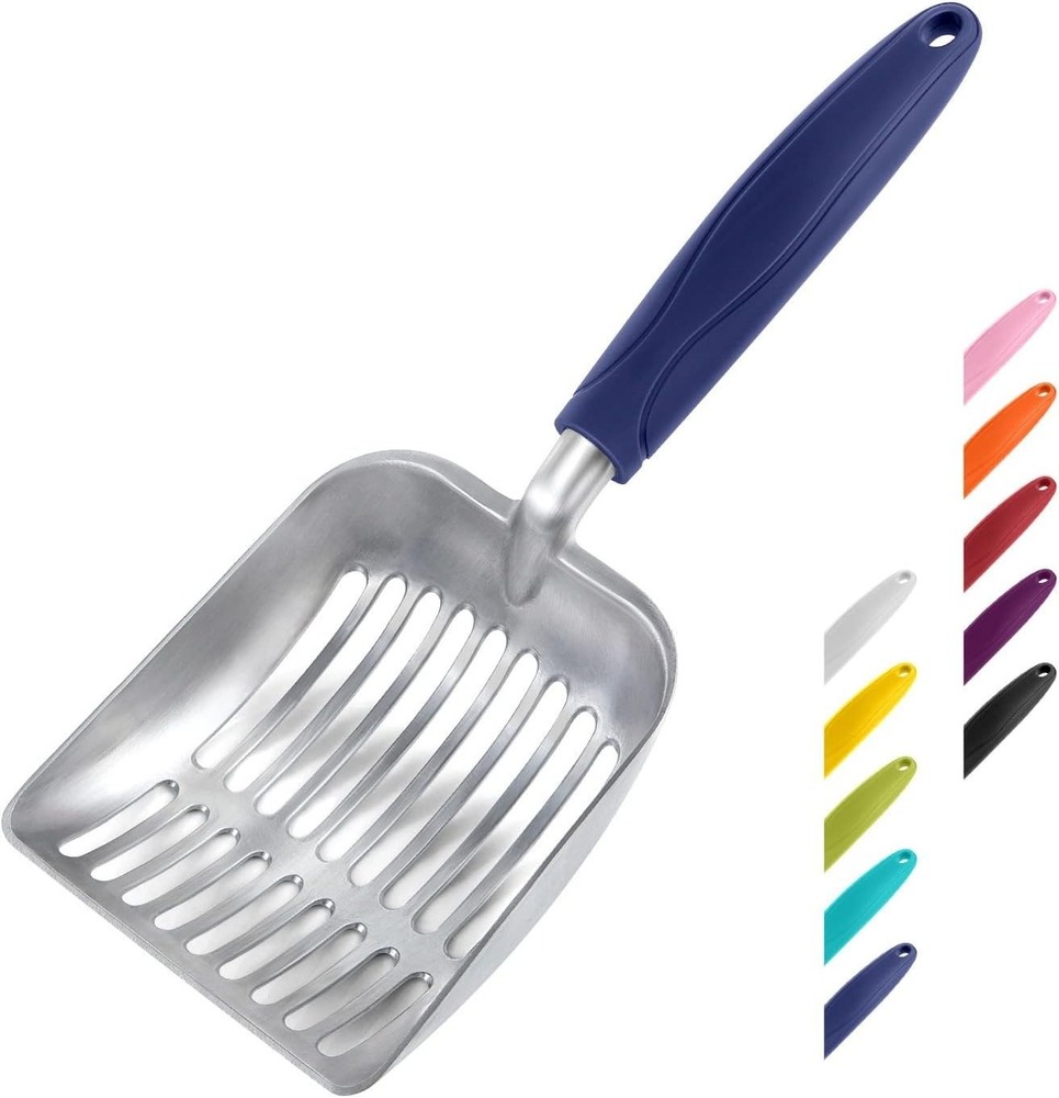 Efficient Cat Litter Scoop - Lightweight Aluminum, Deep Sifter, Compact Size 11"