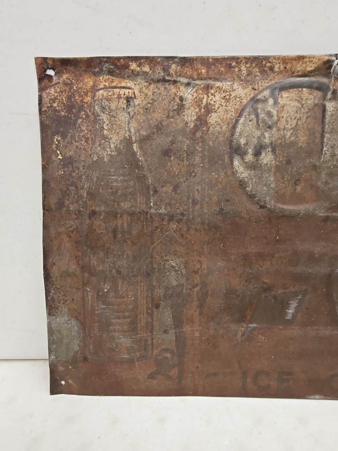 Vintage 1930s Orange Crush Ice Cold Carbonated Drink Embossed Double Bottle Sign