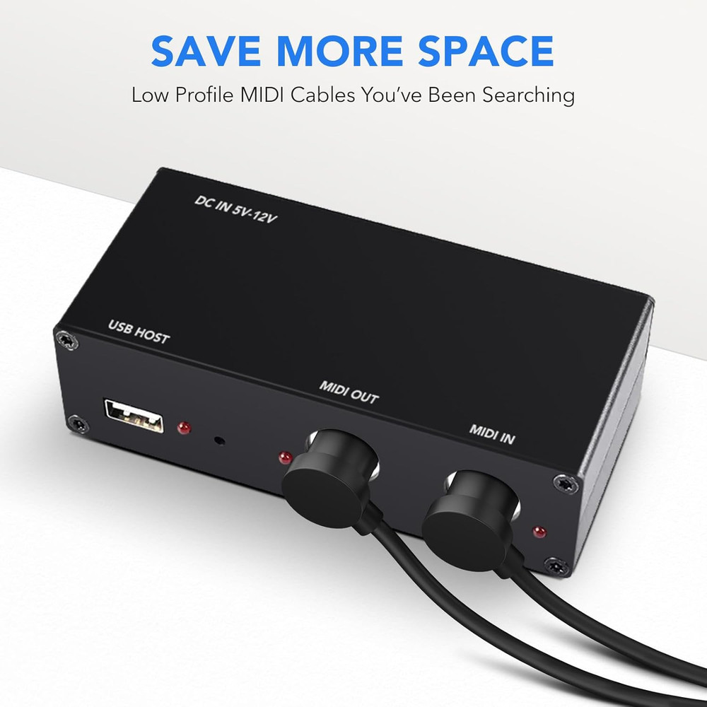 4 Pack Premium Right Angle MIDI Cable 3FT, Low Profile for Saving Space MIDI Cab