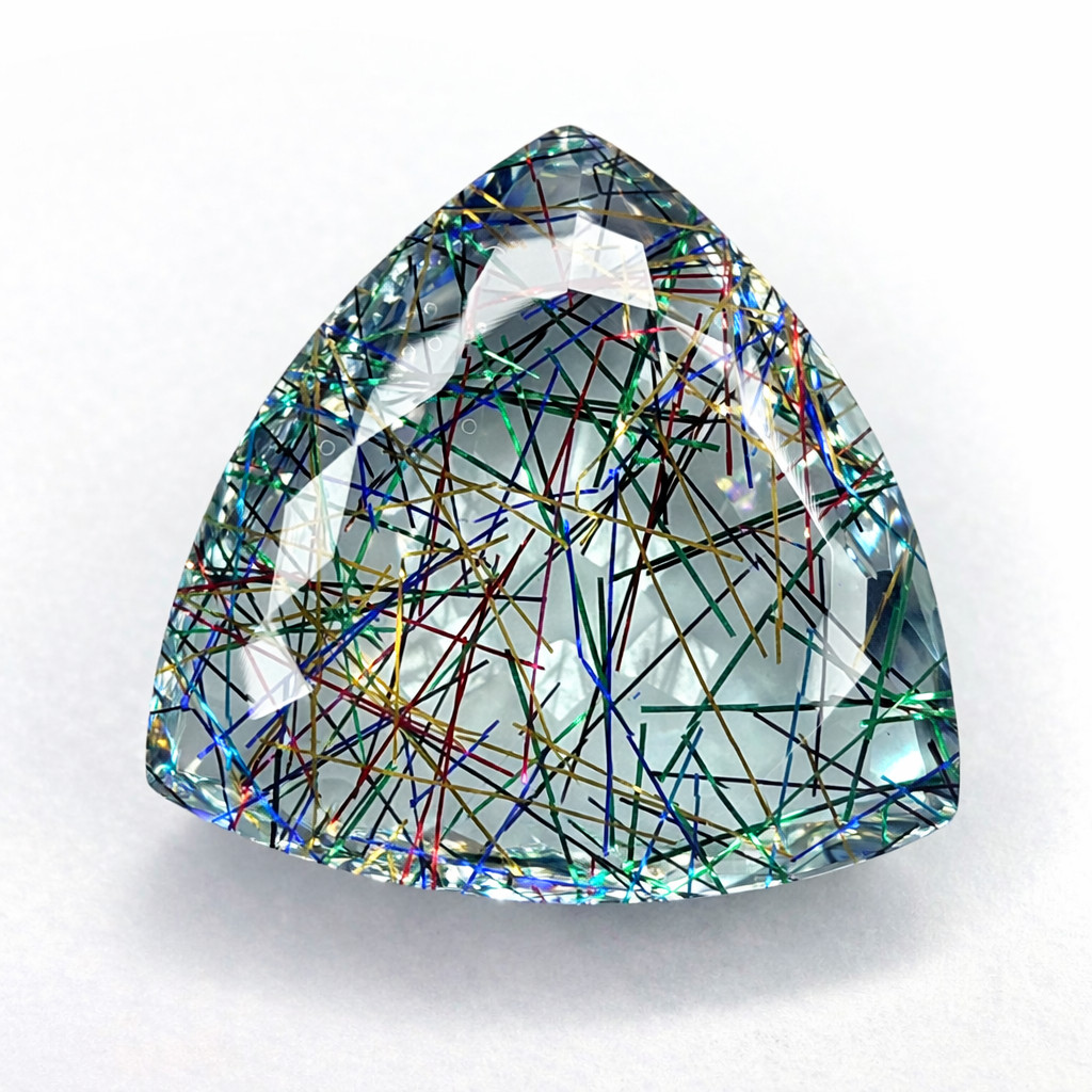 Natural Certified 190 Ct Multicolor Rutilated Quartz Loose Gemstone Trillion Cut