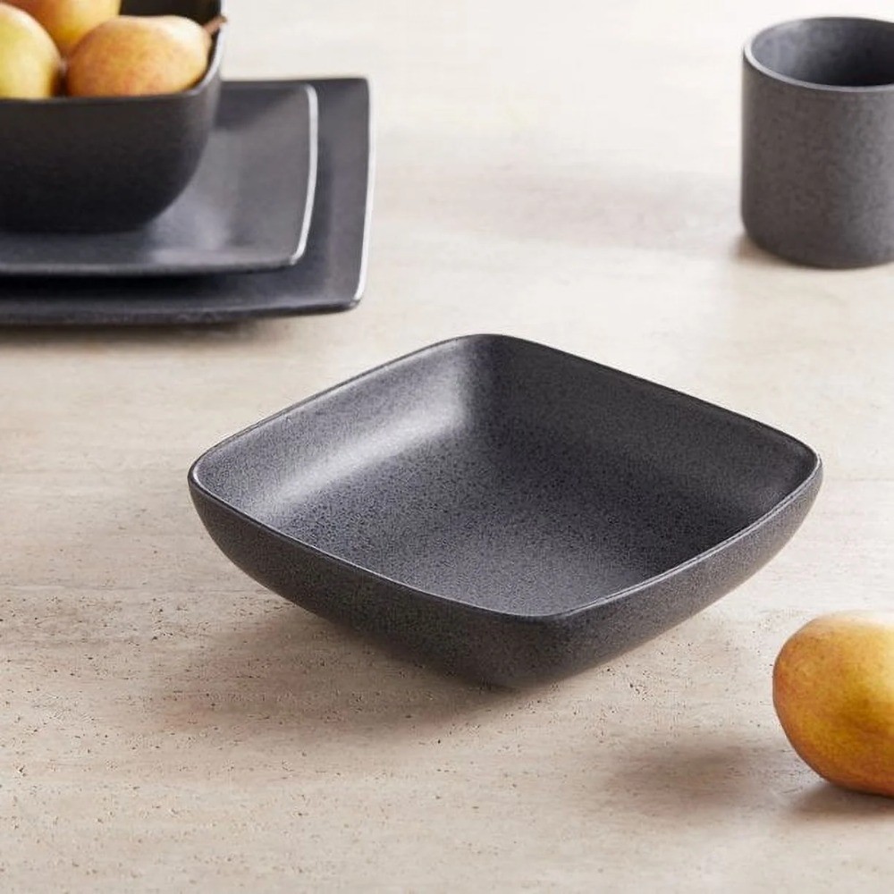 Anderson Dark Gray Square-Shaped Stoneware Dinner Bowl