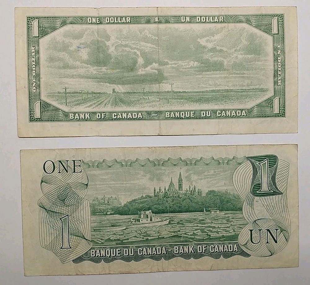 Canada Banknotes 1 Dollar 1954 & 1973 Circulated Condition.🇨🇦