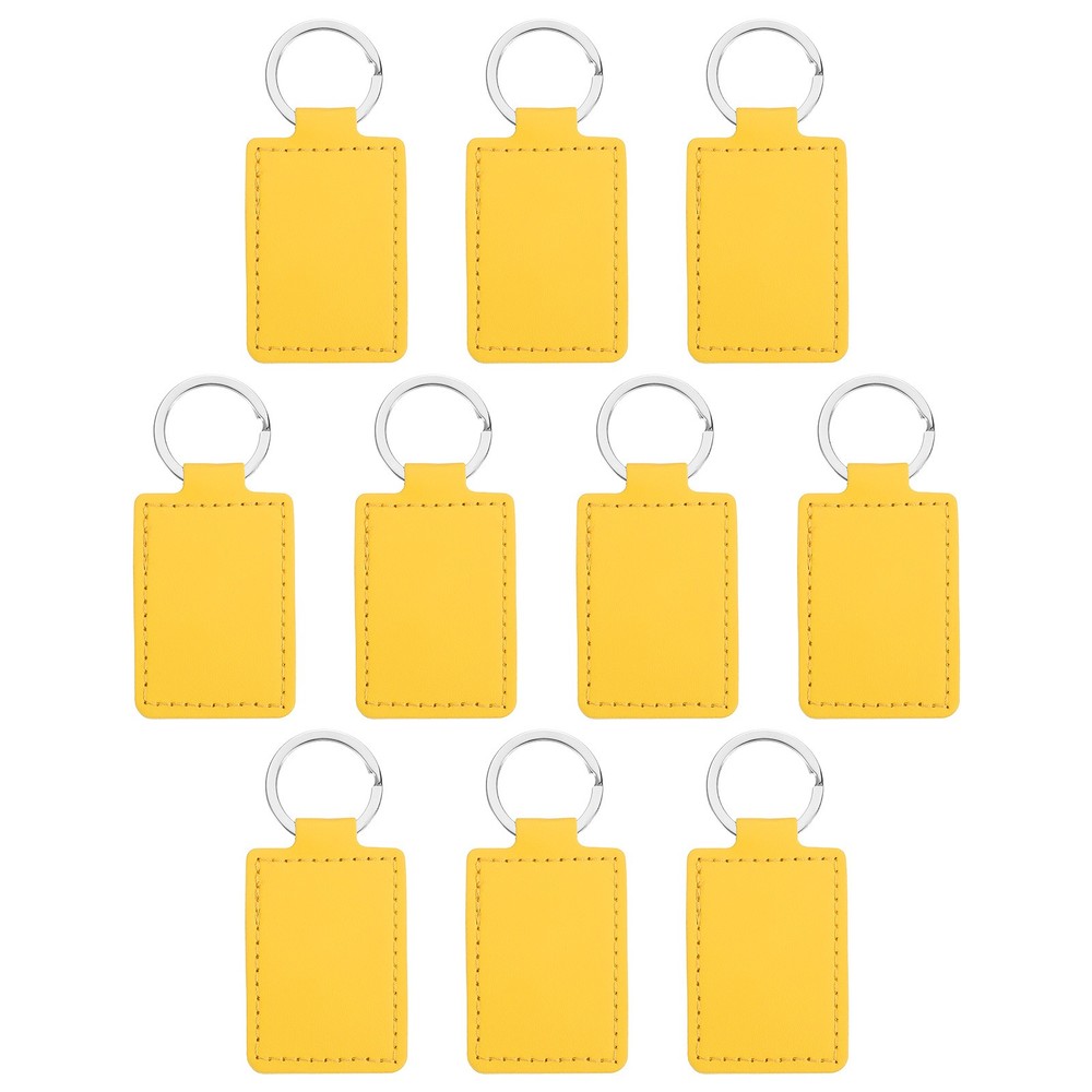 Engraving Keychain Blanks, 10Pcs Rectangle Leather Keychain Blanks, Yellow