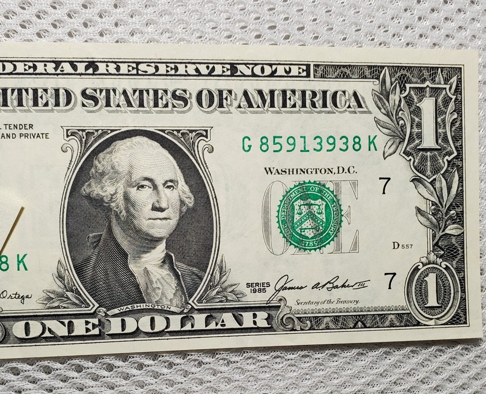 Printed Fold Error 1985 $1 FRN Error Note Nice Crisp Fold Over Error Note AU/UNC