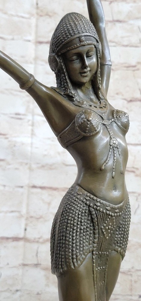 Romanian Dancer Chiparus Brown Signed Bronze Sculpture Statue Figurine Artwork