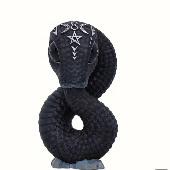 Witchy black snake figurine ouroboros decor