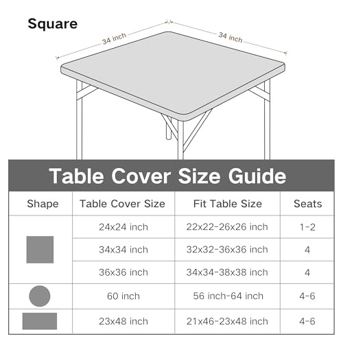 Square Fitted Table Cover Elastic Tablecloth Stretch 34" x 34" (Square) Black